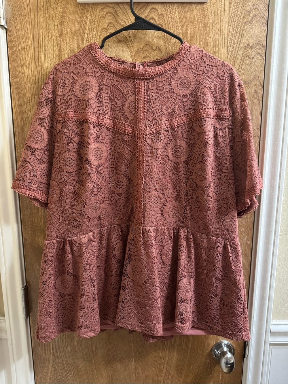 Perfectly Priscilla Mauve Rose Pink Lace Lined Flare Top Floral Plus 2X Boho